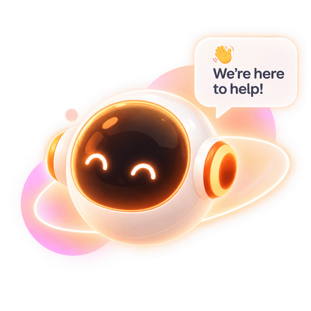 A friendly NexChat assistant saying we're here to help